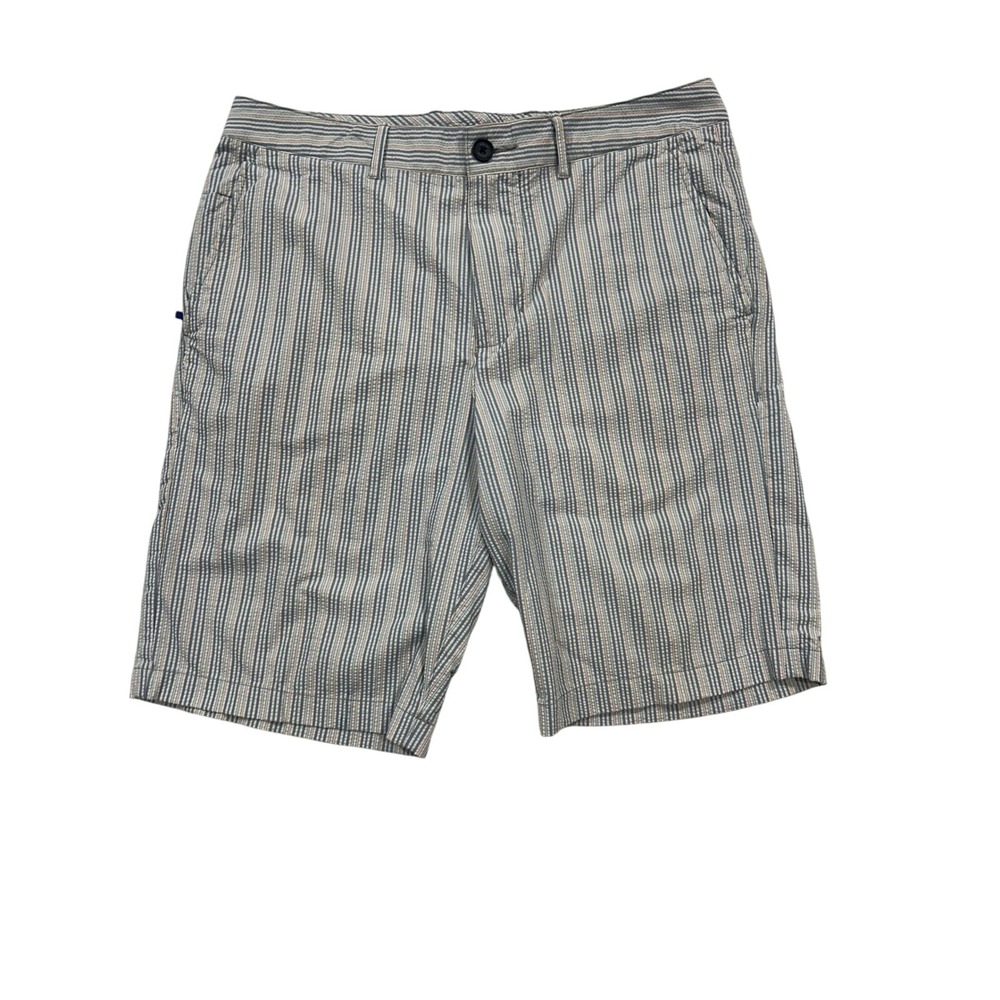 Tommy Bahama Seersucker‎ Stretch Shorts Striped Casual Blue/Orange Size 32 (533)
